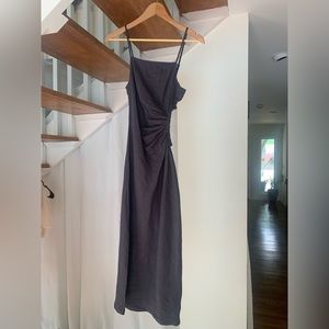 monrow linen-blend slip dress black xs